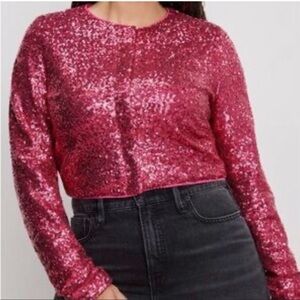 Good American Ballerina Pink Sequin Cardigan 4XL NWT